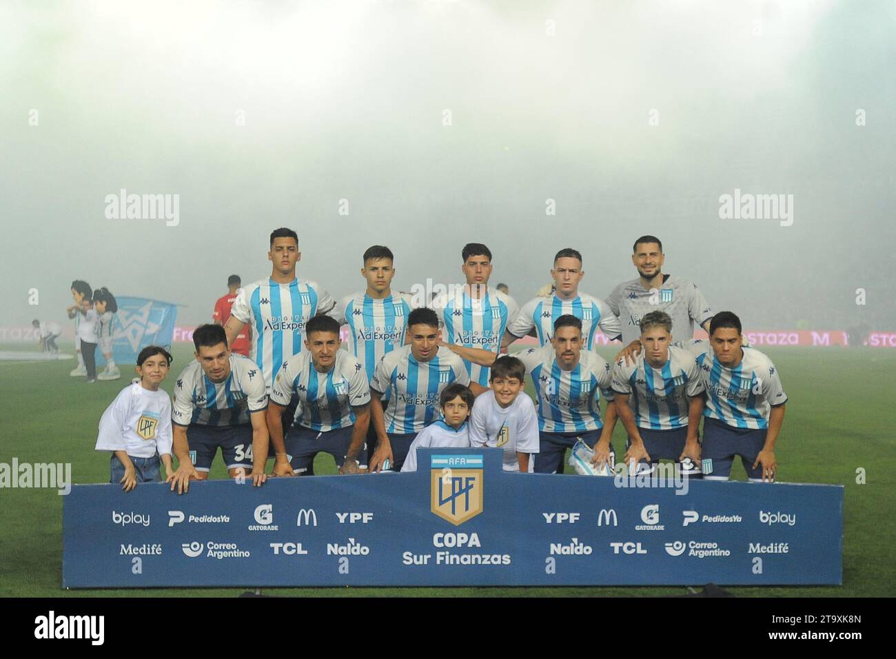 Avellaneda, Argentina. 27th Nov, 2023. Racing Club team during the match between Racing Club vs. Belgrano (Cba.). Credit: Workphotoagencia/Alamy Live News Stock Photo