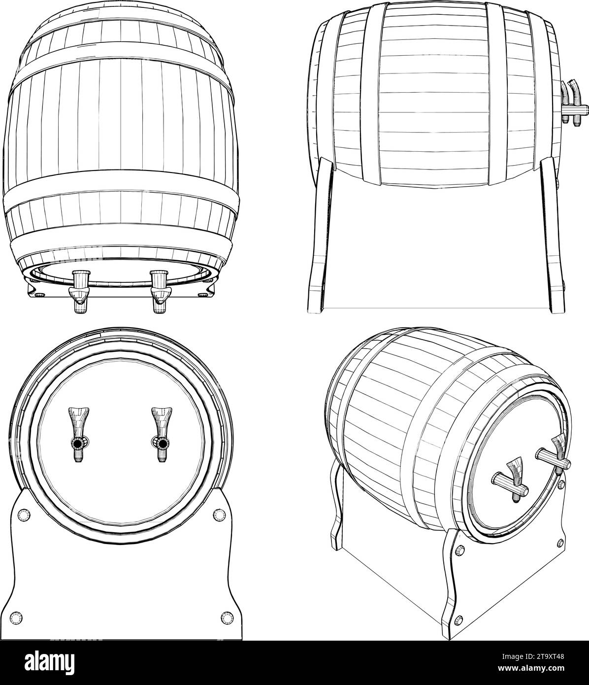 Small Barrel Keg Vector. Illustration Isolated On White Background. A