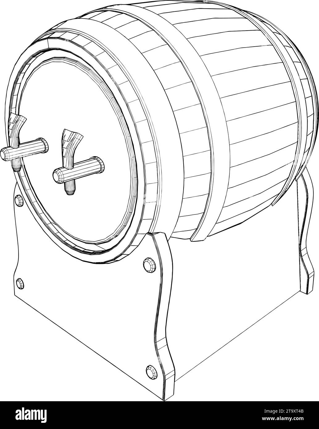 Small Barrel Keg Vector. Illustration Isolated On White Background. A