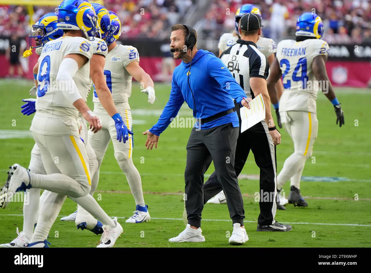 Los Angeles Rams head coach Sean McVay during the first half of an NFL ...