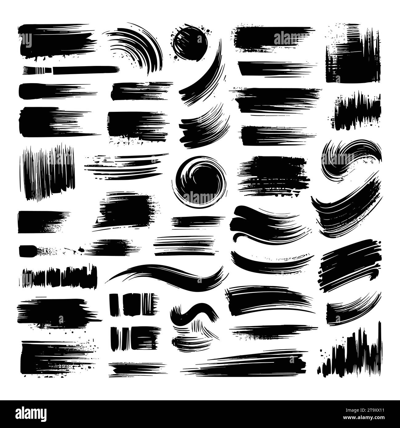 Set of black grunge brush strokes, vector illustration Stock Vector ...