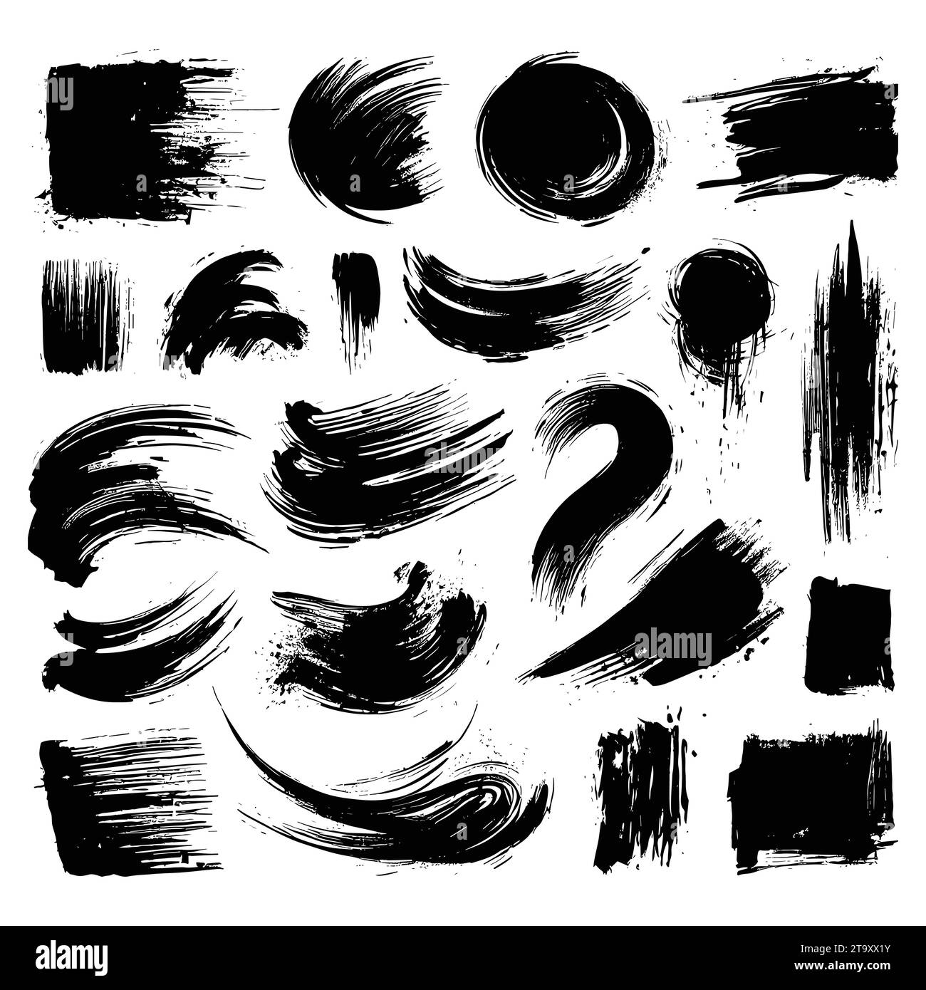 Set of black grunge brush strokes, vector illustration Stock Vector ...