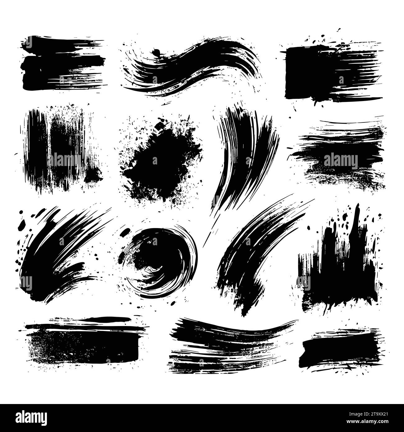 Set of black grunge brush strokes, vector illustration Stock Vector ...