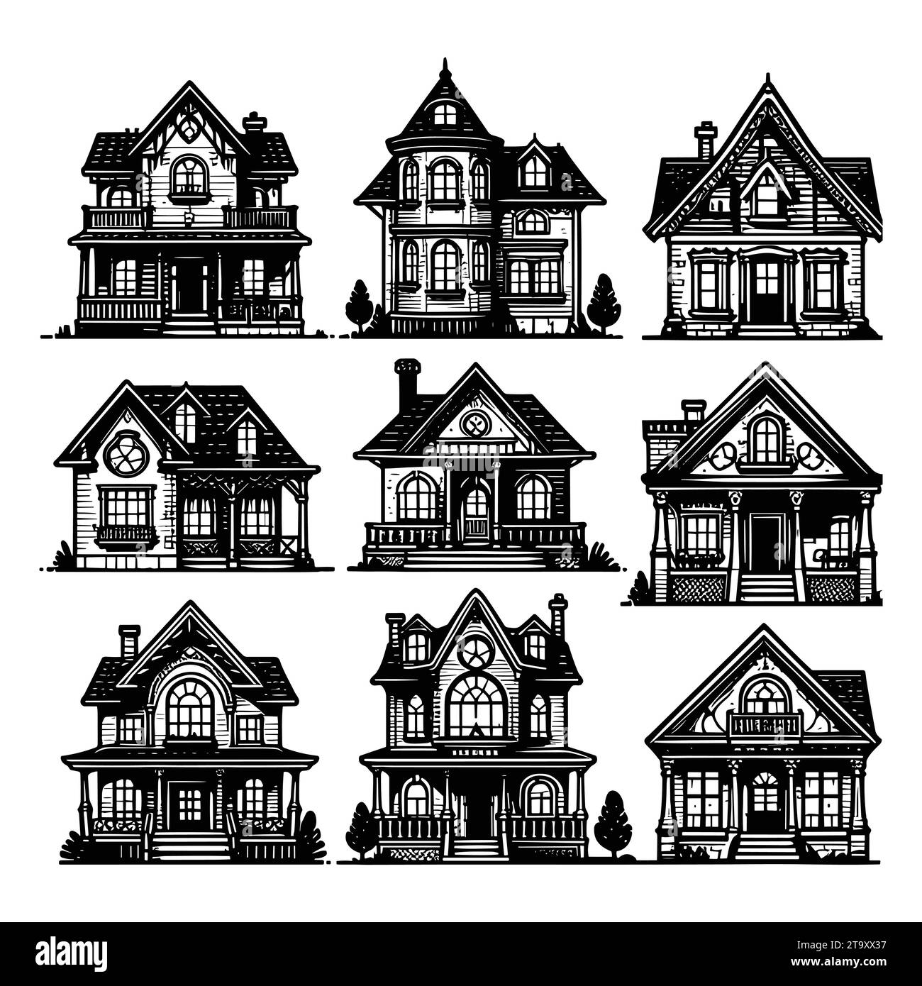 Set Of Building Silhouettes Isolated On A White Background, Vector 