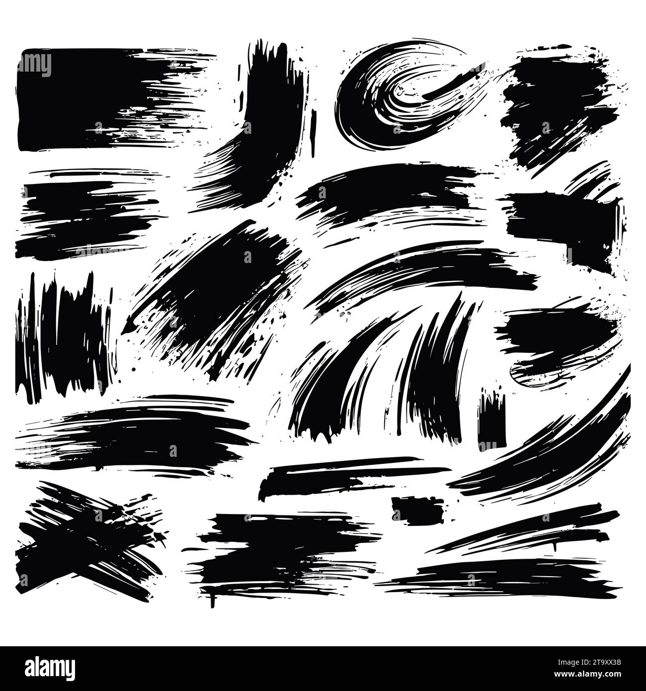 Set of black grunge brush strokes, vector illustration Stock Vector ...