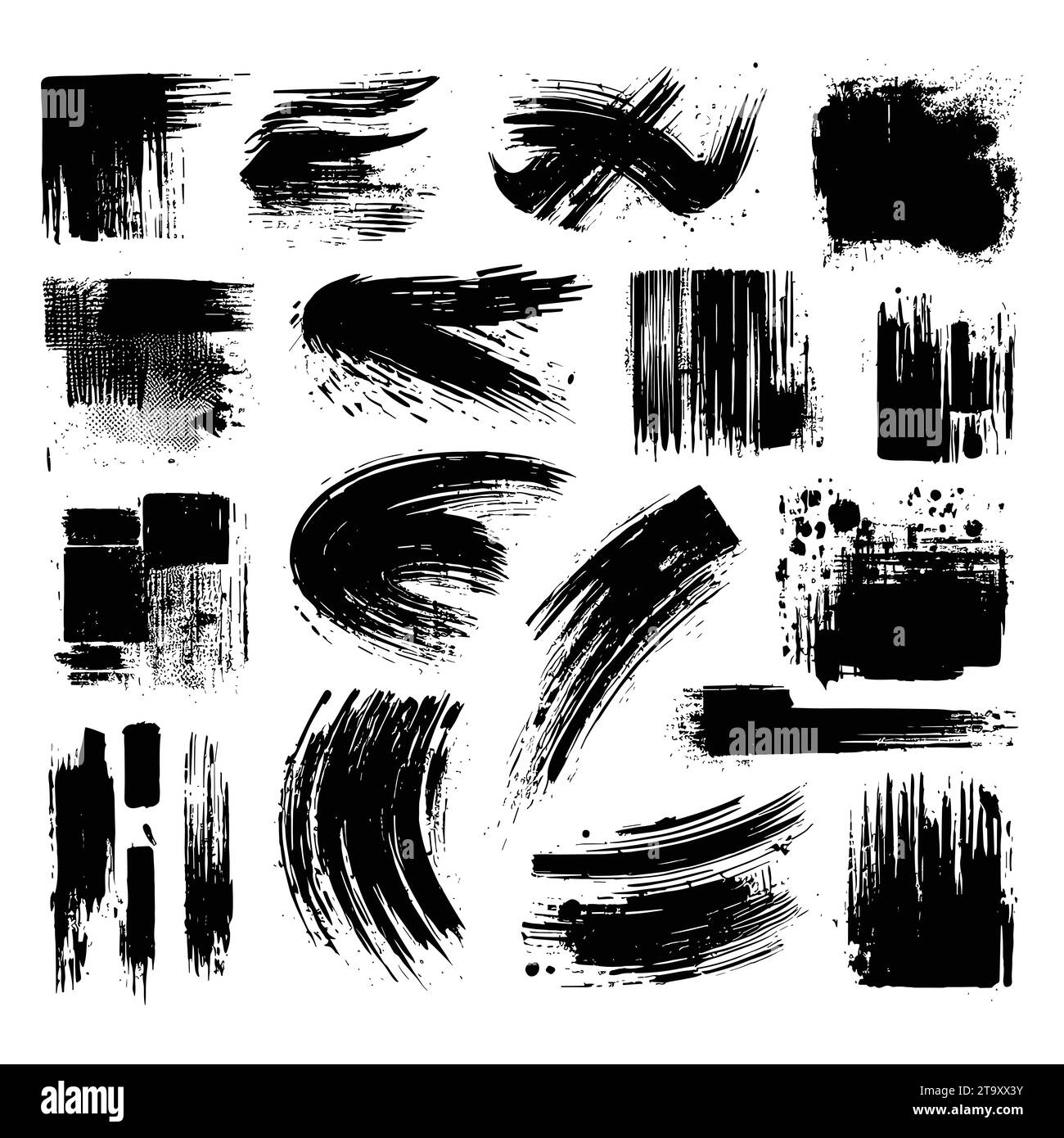 Set of black grunge brush strokes, vector illustration Stock Vector ...