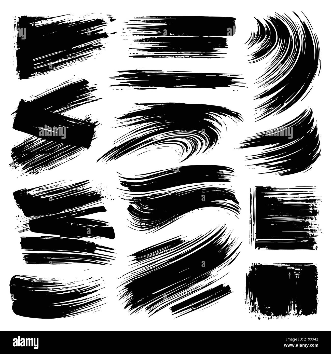 Set of black grunge brush strokes, vector illustration Stock Vector ...