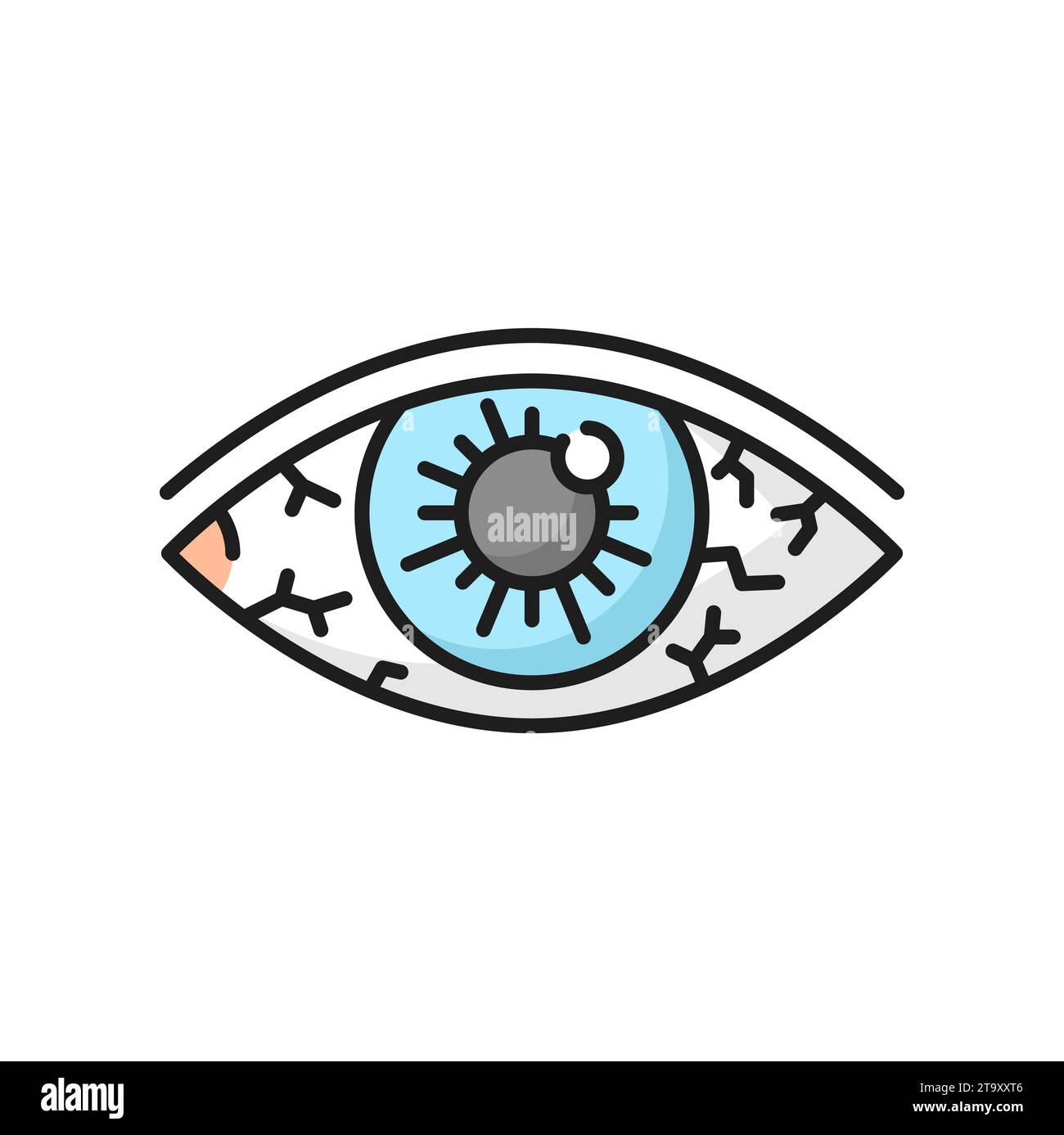 Allergy irritated eyes symptom color line icon. Stress and