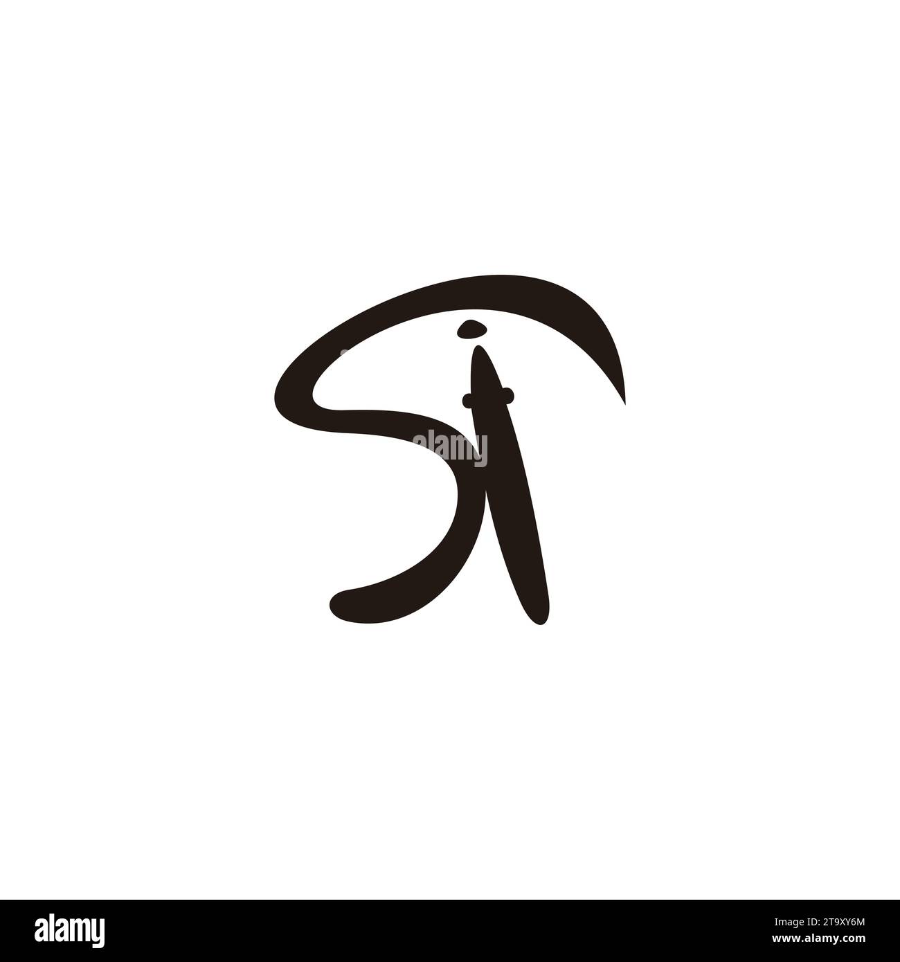 letter si motion art ink pen logo vector Stock Vector