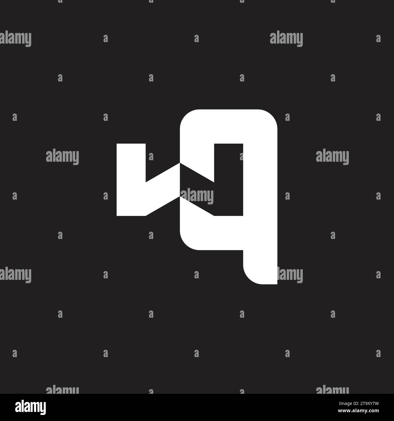 letter wq negative space simple geometric logo vector Stock Vector