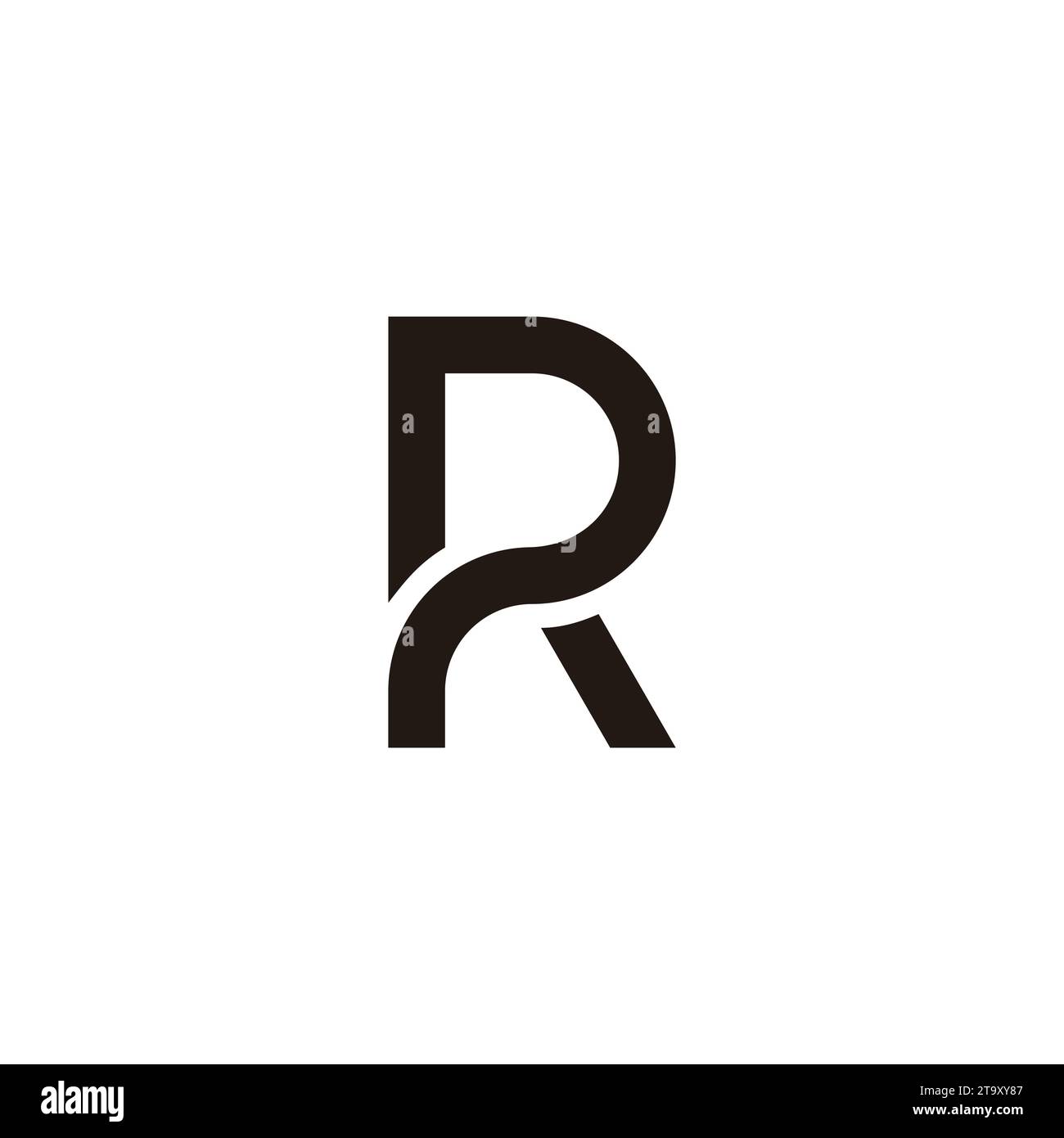 letter pr simple curve clean geometric logo vector Stock Vector