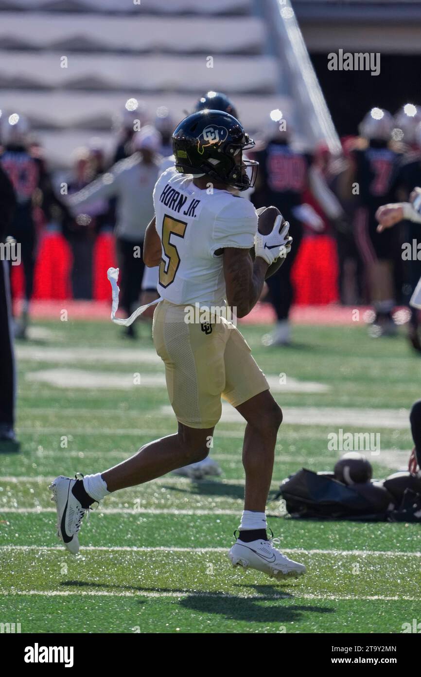Salt Lake UT, USA. 23rd Nov, 2023. Buffaloes wide receiver Jimmy Horn jr. (5) before the game