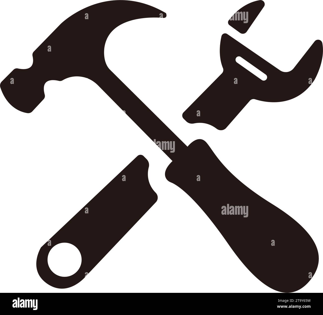 Crossed screwdriver and hammer tools Stock Vector by