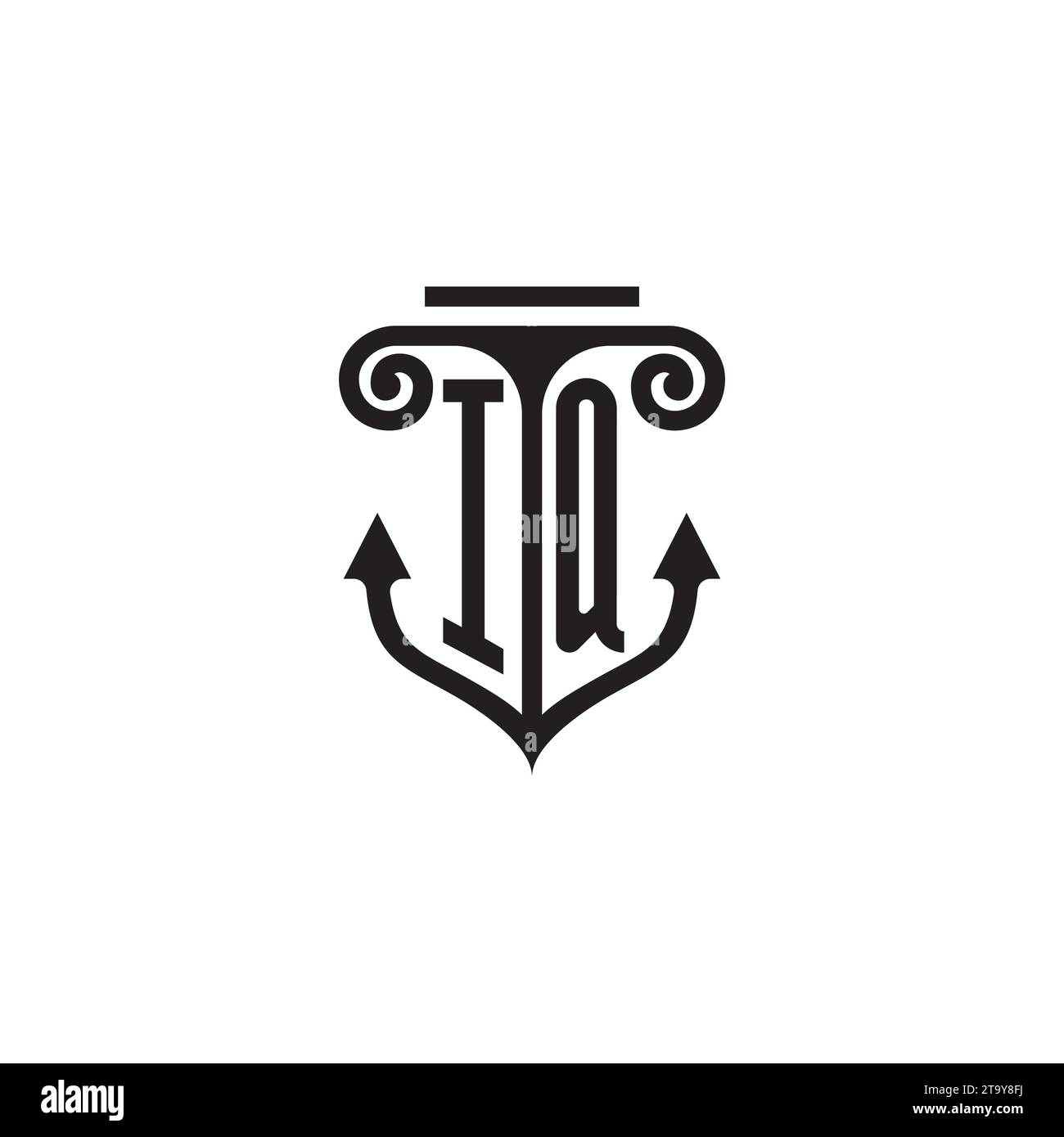 IQ pillar and anchor combination concept logo in high quality design Stock Vector