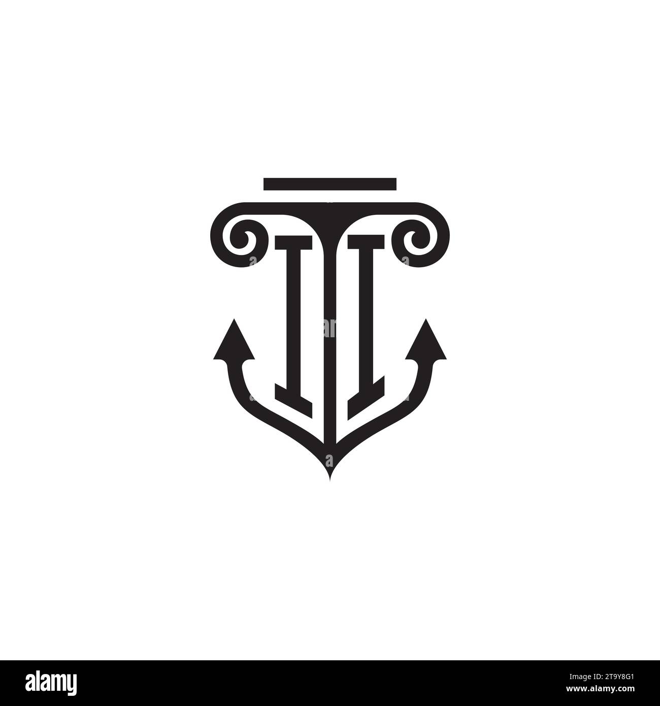 II pillar and anchor combination concept logo in high quality design Stock Vector