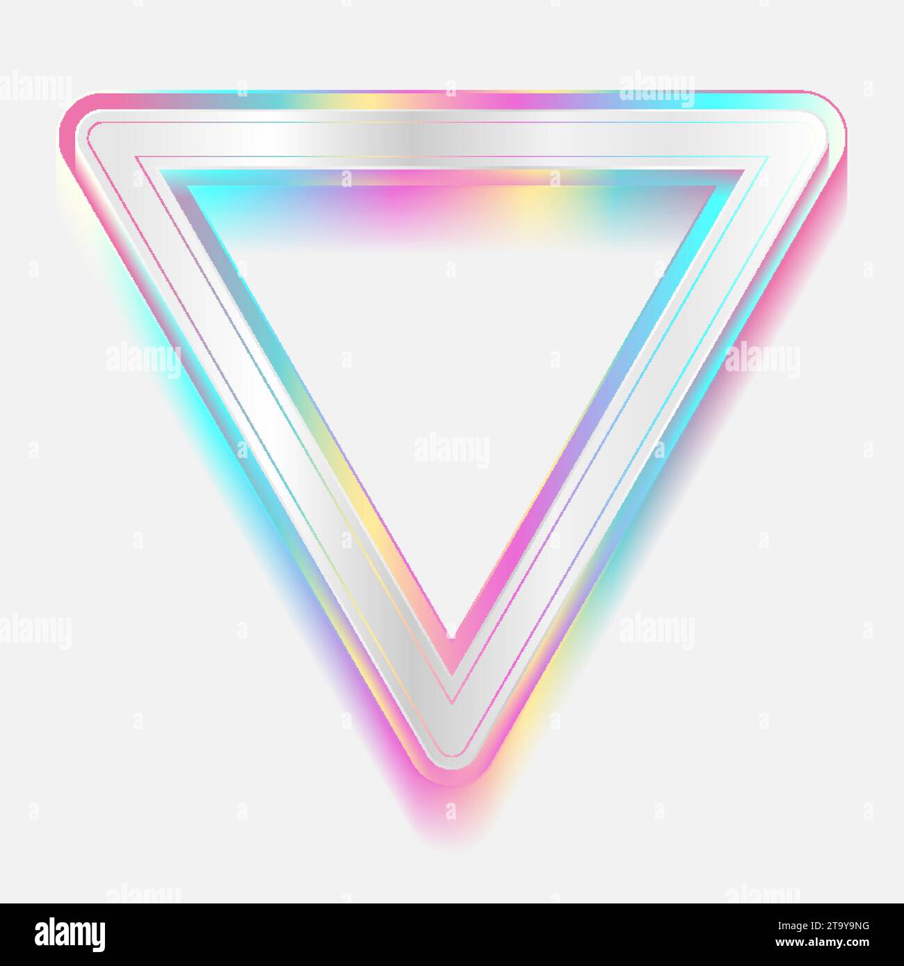 Holographic triangle frame geometric abstract tech background. Vector art colorful design Stock Vector