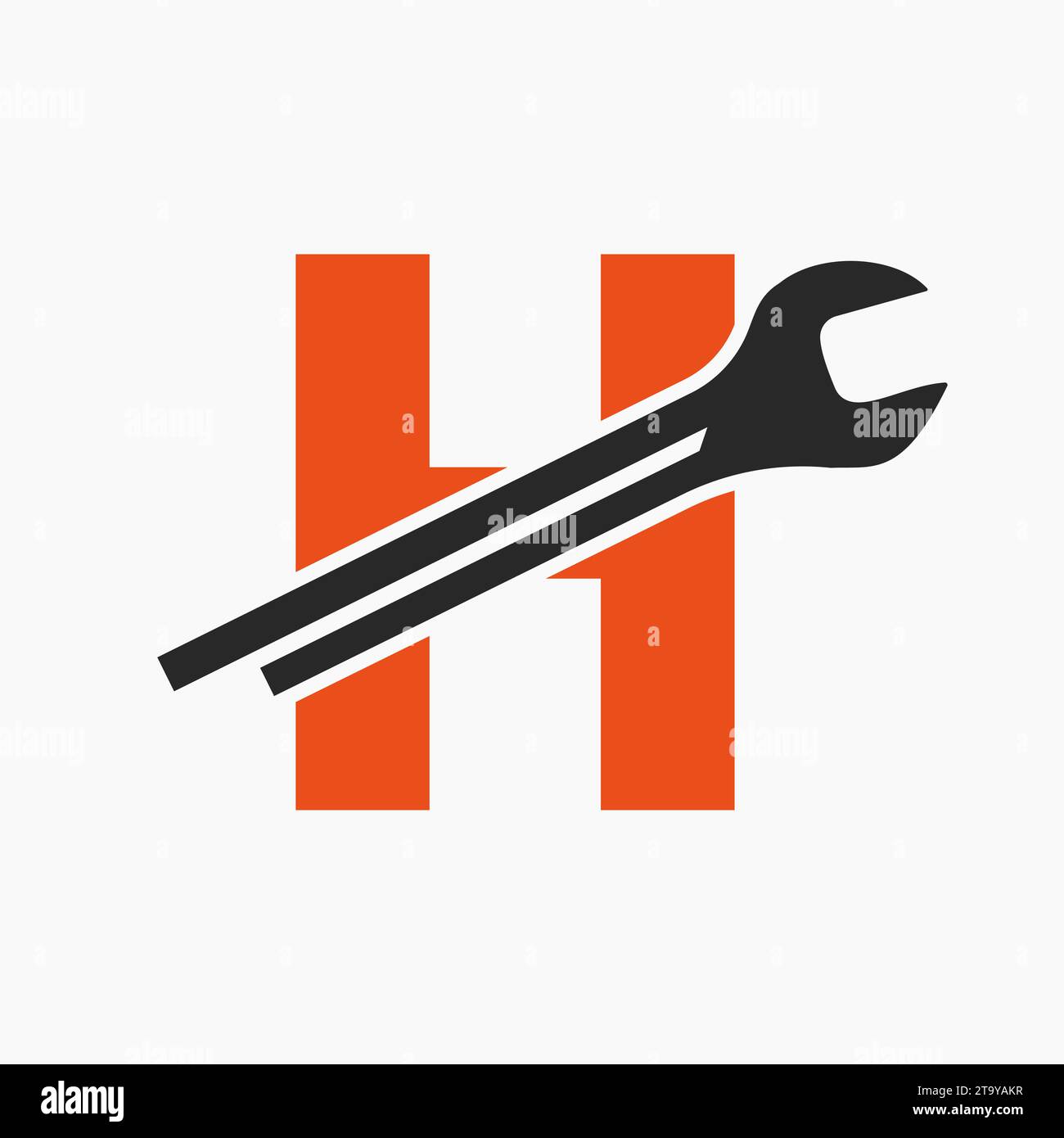 Wrench Logo On Letter H With Engineering Symbol. Technician Logotype Stock Vector