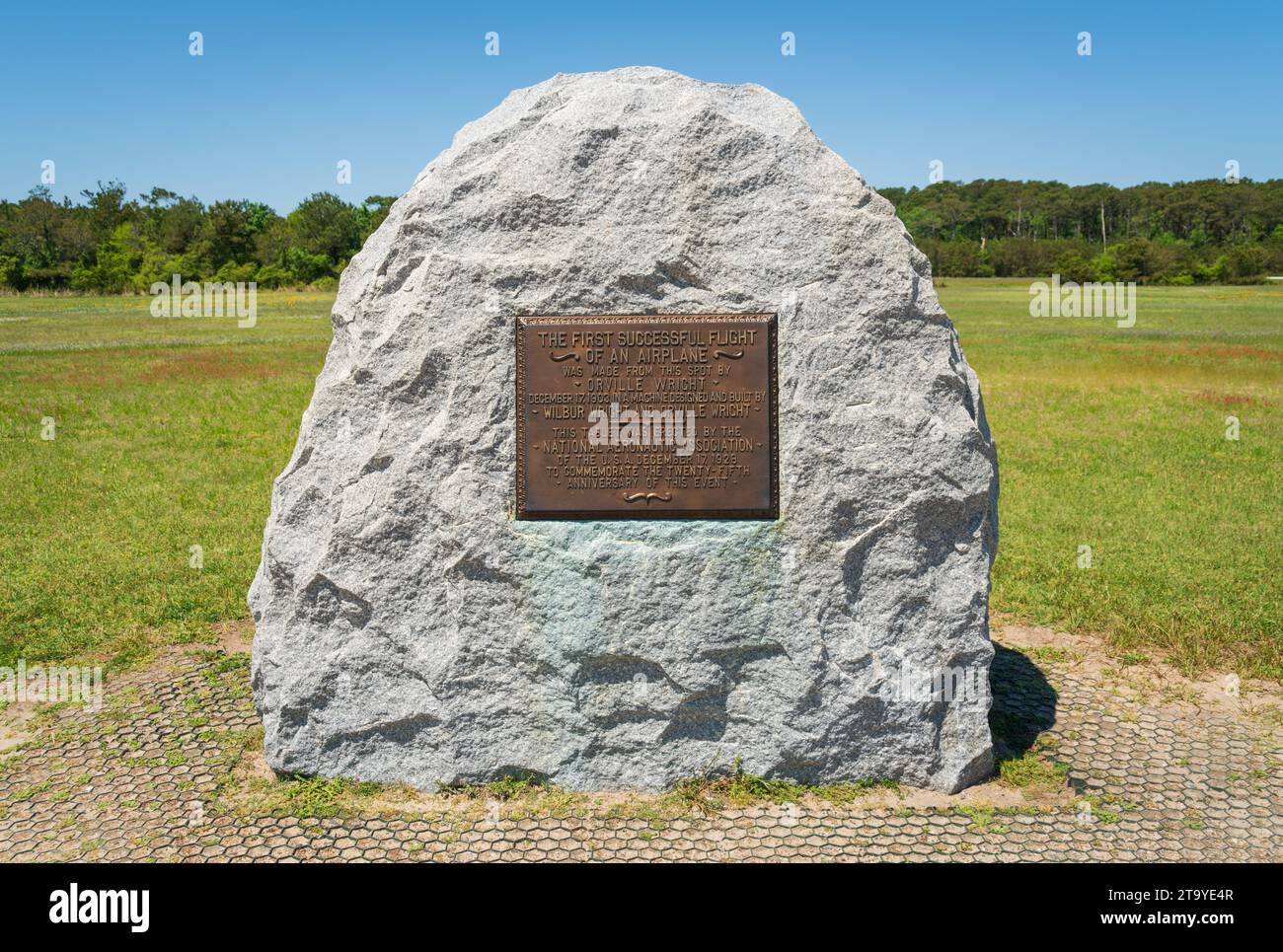 A Plaque at Wright Brothers National Memorial in North Carolina Stock Photo
