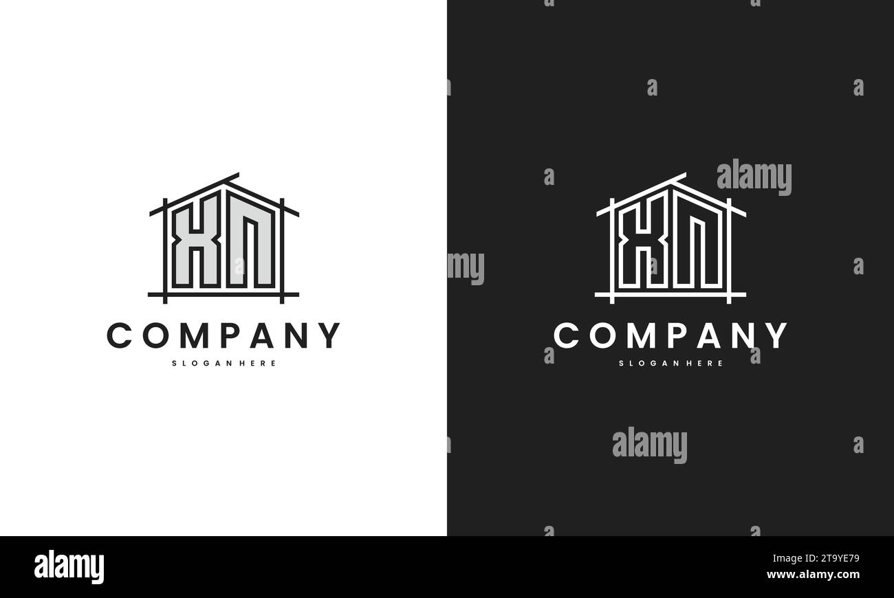 Initial XN home logo with creative house element in line art style ...