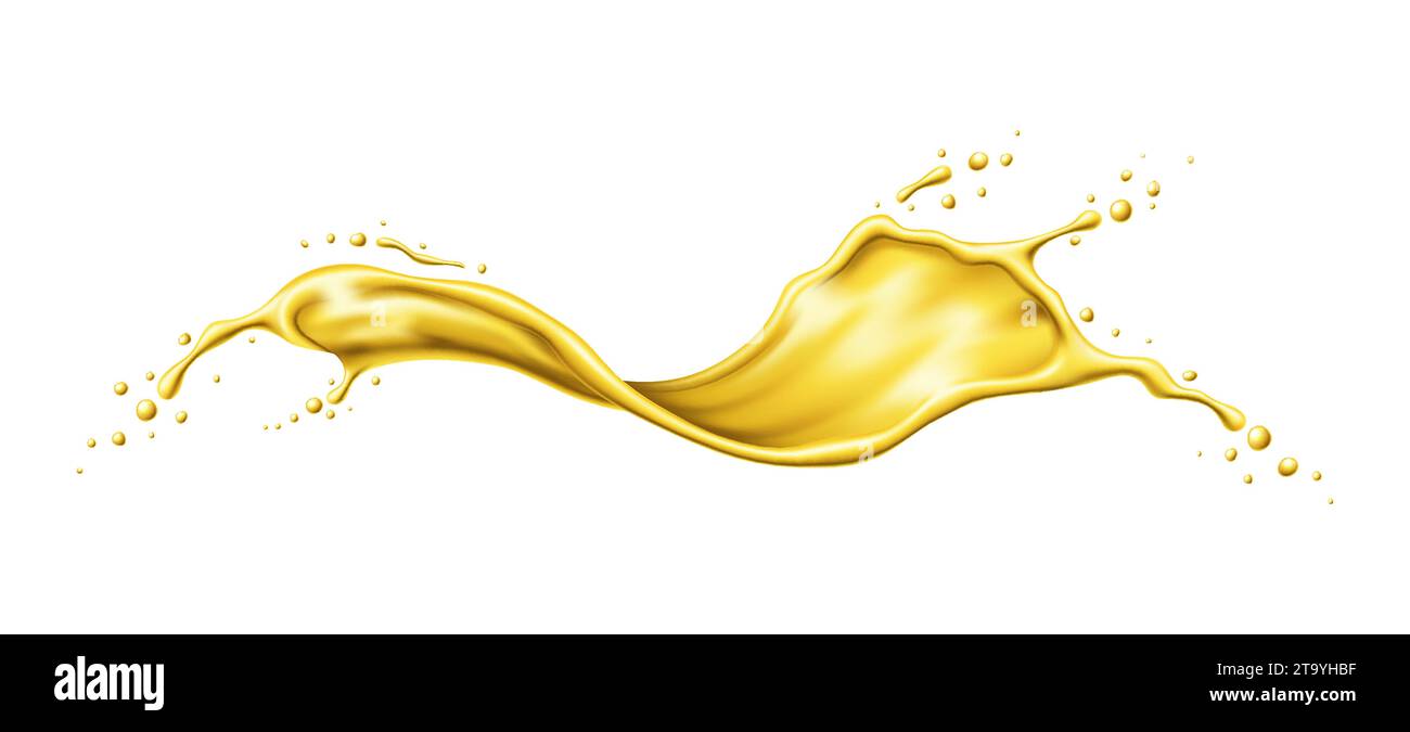 Yellow beer, oil or juice splash. Realistic liquid swirl flow