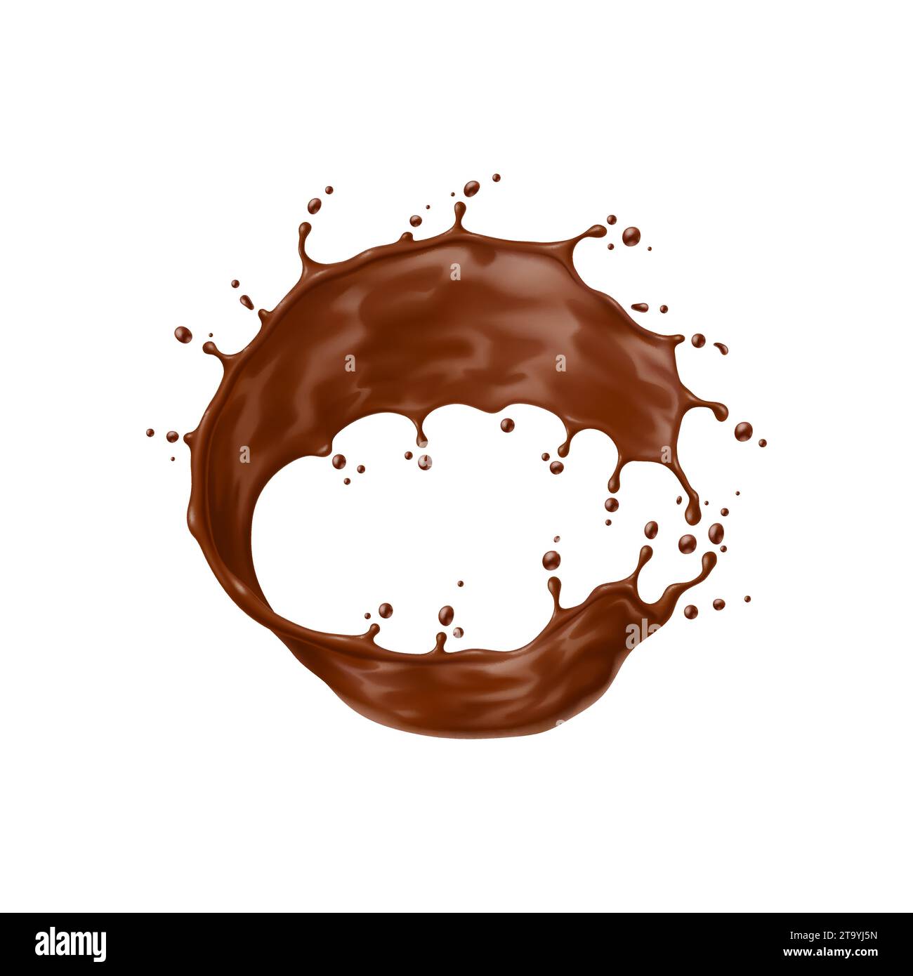 Realistic chocolate yogurt, cream or choco milk drink swirl splash and ...