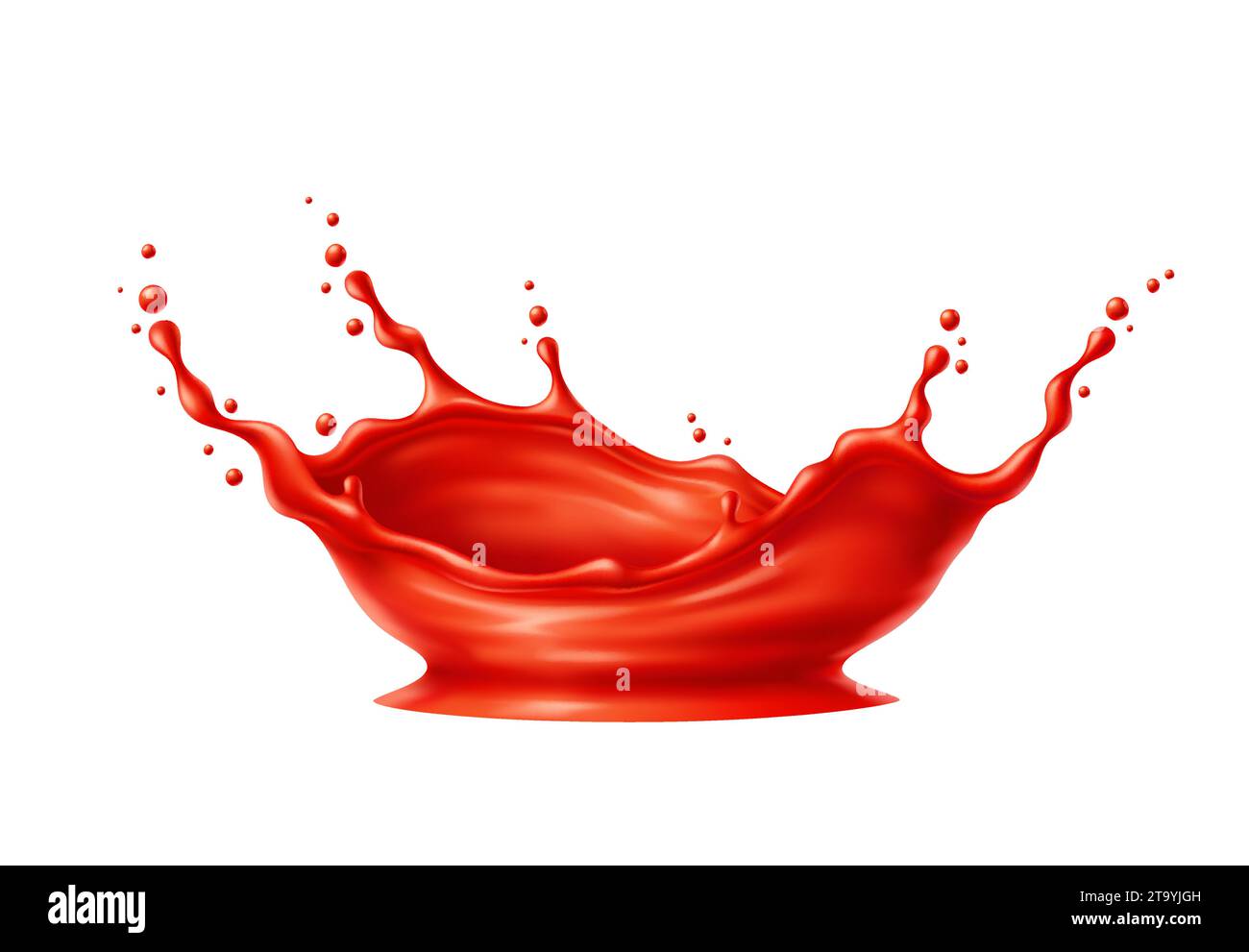 Tomato red juice or ketchup sauce corona splash. Realistic 3d vector