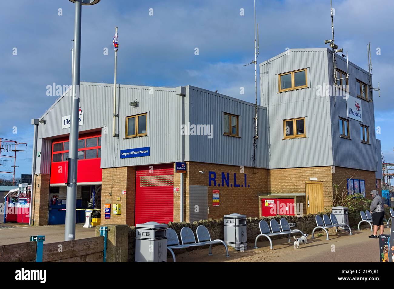 The RNLI boat station on the seafront promenade in Skegness Stock Photo