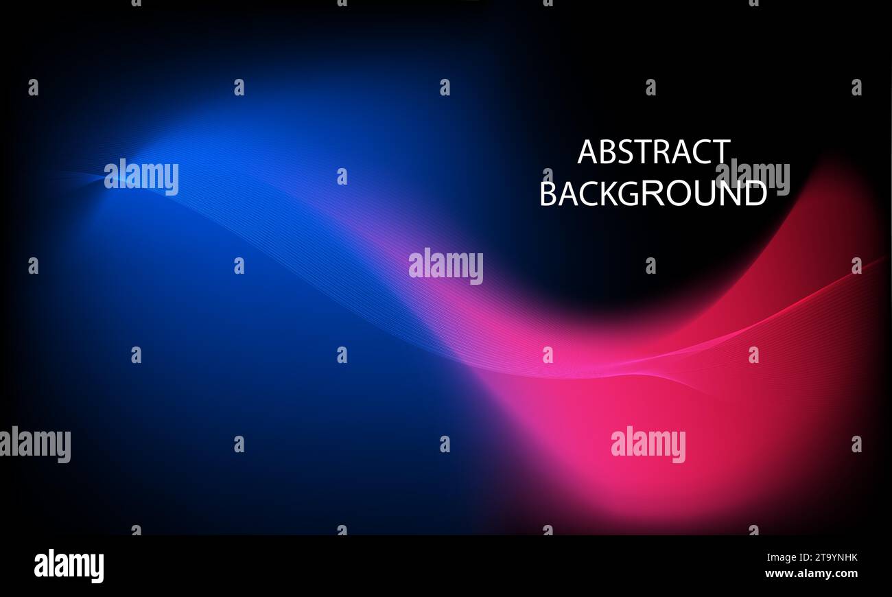 Abstract background with glowing wavy lines in the dark blue and pink ...
