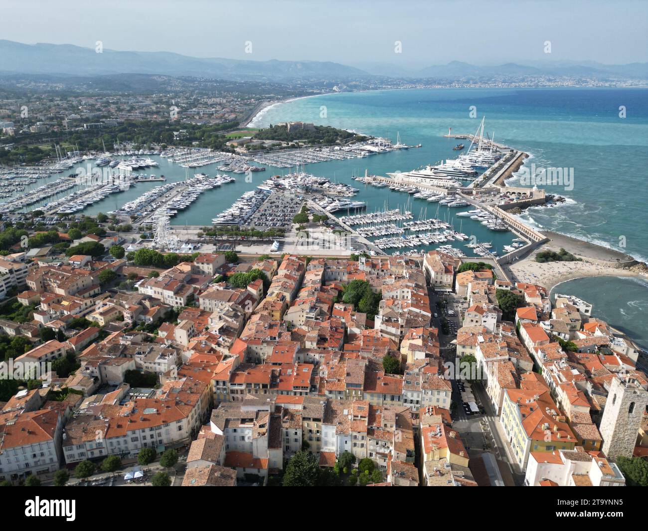 Antibes coastal town centre France drone,aerial Stock Photo