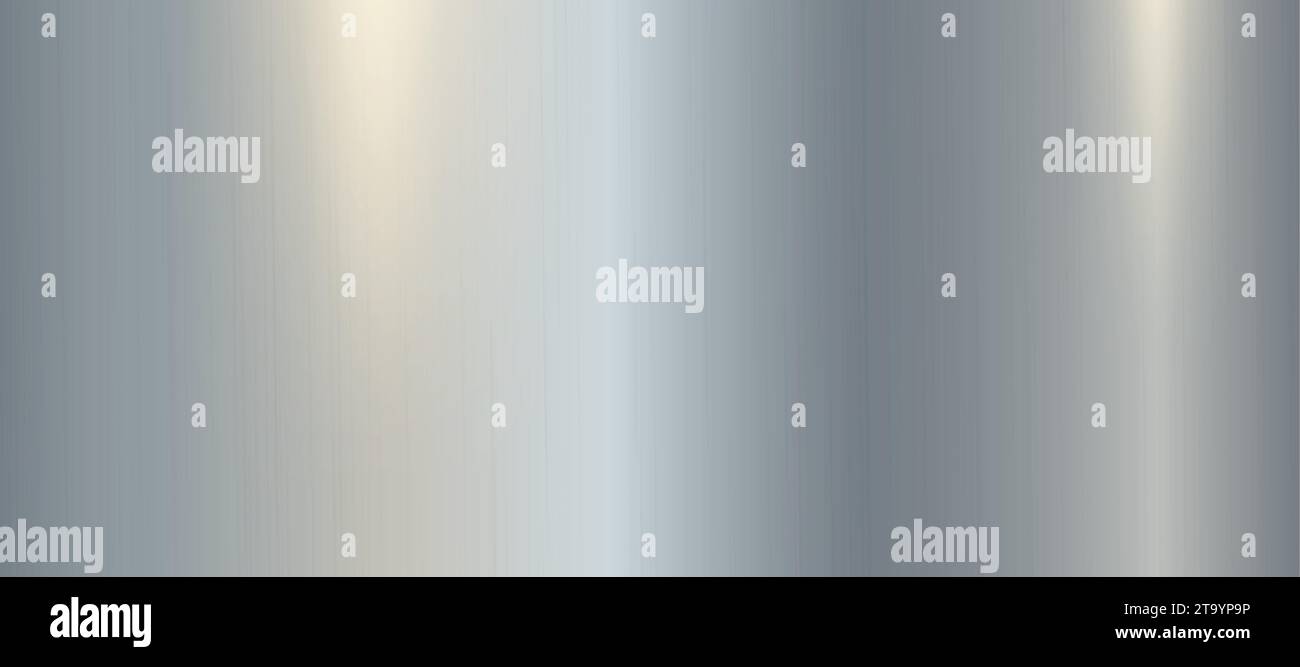 Panoramic background silver steel metal texture - Vector illustration Stock Vector