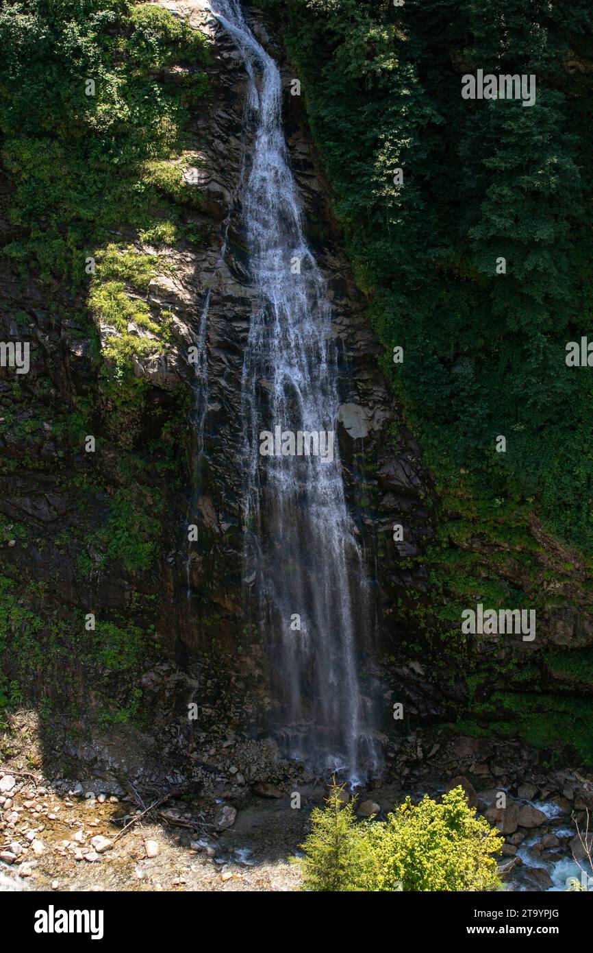 Bridal Tulle Waterfall. Natural waterfall located in Rize Ayder plateau ...