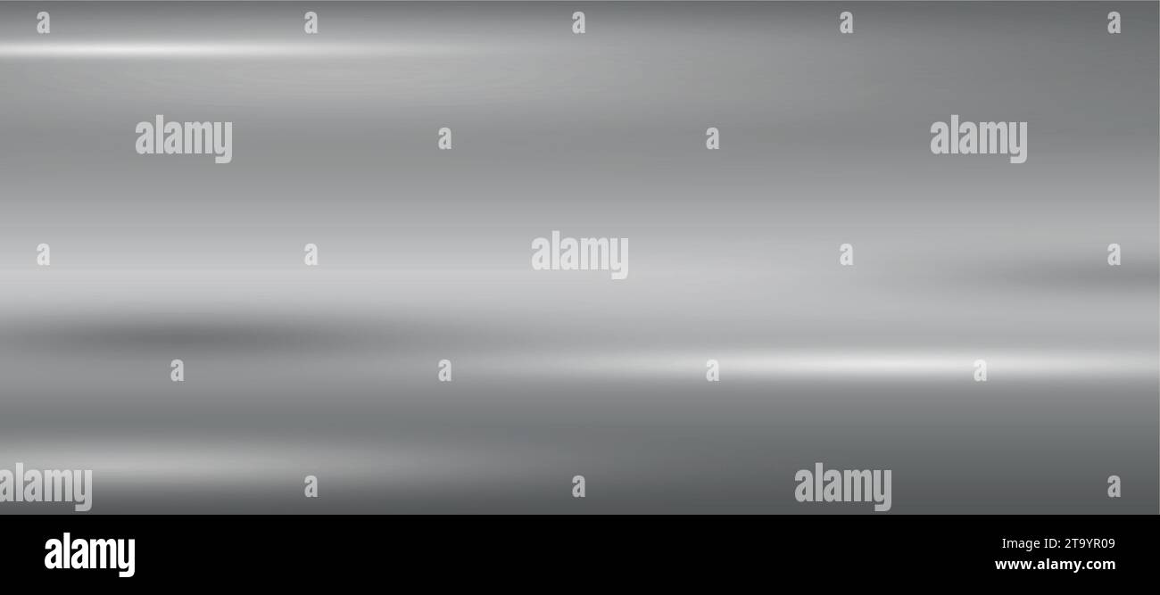 Panoramic background silver steel metal texture - Vector illustration Stock Vector