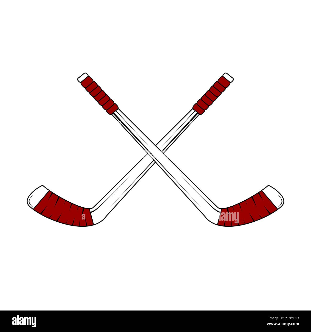 Crossed Ground hockey cues. Hockey Stick logo element on white background Stock Vector