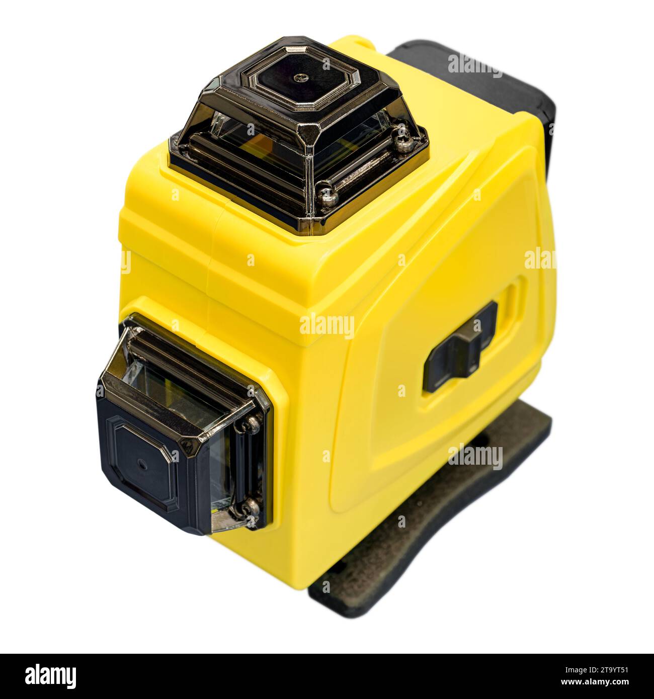 Generic yellow professional laser level, control tool, isolated on white background Stock Photo