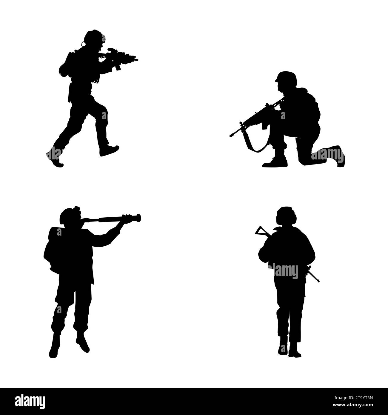 Silhouette of a salute soldier in black and white Stock Vector