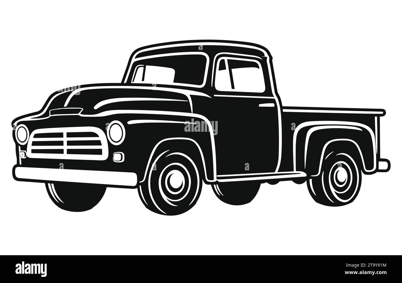 Vintage Pickup Truck Logo Monochrome Design Style Stock Vector Image