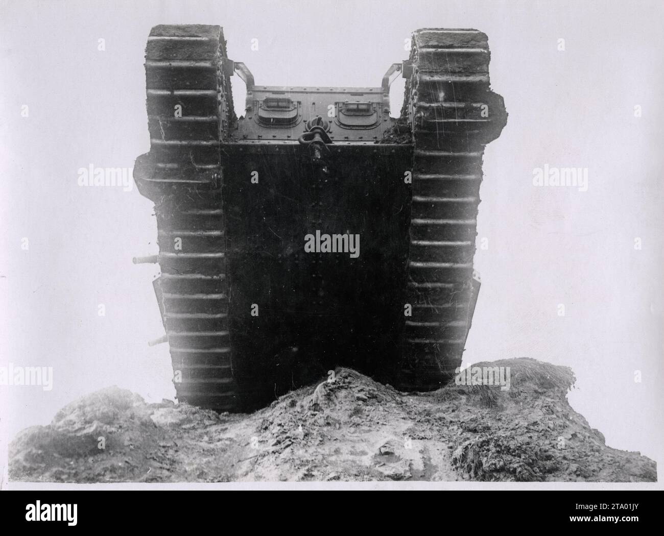 WW1 World War I - Tank in action from below Stock Photo