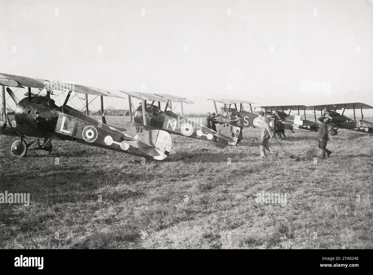 WW1 World War I - Aeroplanes at an aerodrome in Italy Stock Photo