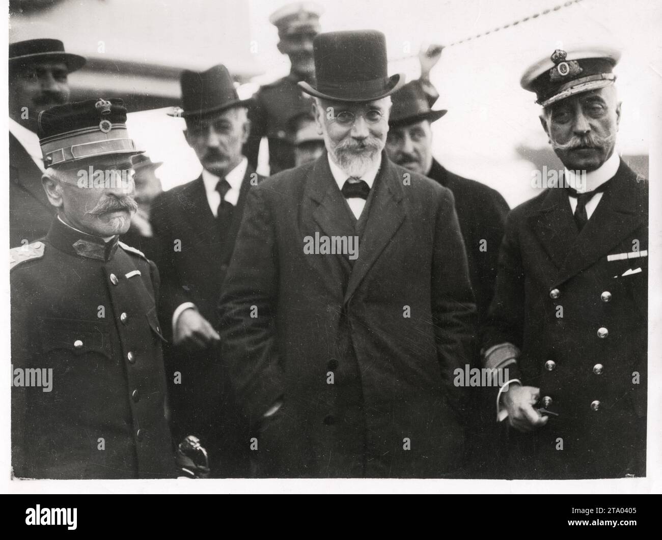 WW1 World War I - General Danglis, Eleftherios Venizelos and Admiral Coundonriotos in Salinika Thessaloniki, Greece Stock Photo