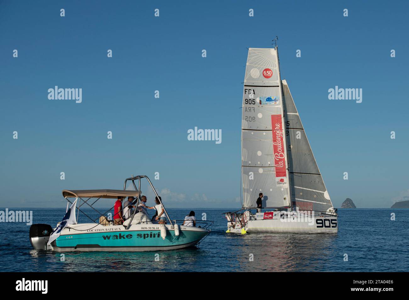 Nicolas D'ESTAIS, Cheminant Ursuit, 2nd of the production boat category of the 2 leg in 13 jours, 21 heures, 05 minutes et 44 secondes during the arrival of the Mini Transat La Boulangere 2019, Class 6,50 sailing race between La Rochelle - Las Palmas de Gran Canaria - Le Marin, from Le Marin, France on November 16, 2019 - Photo Olivier Blanchet / DPPI Stock Photo