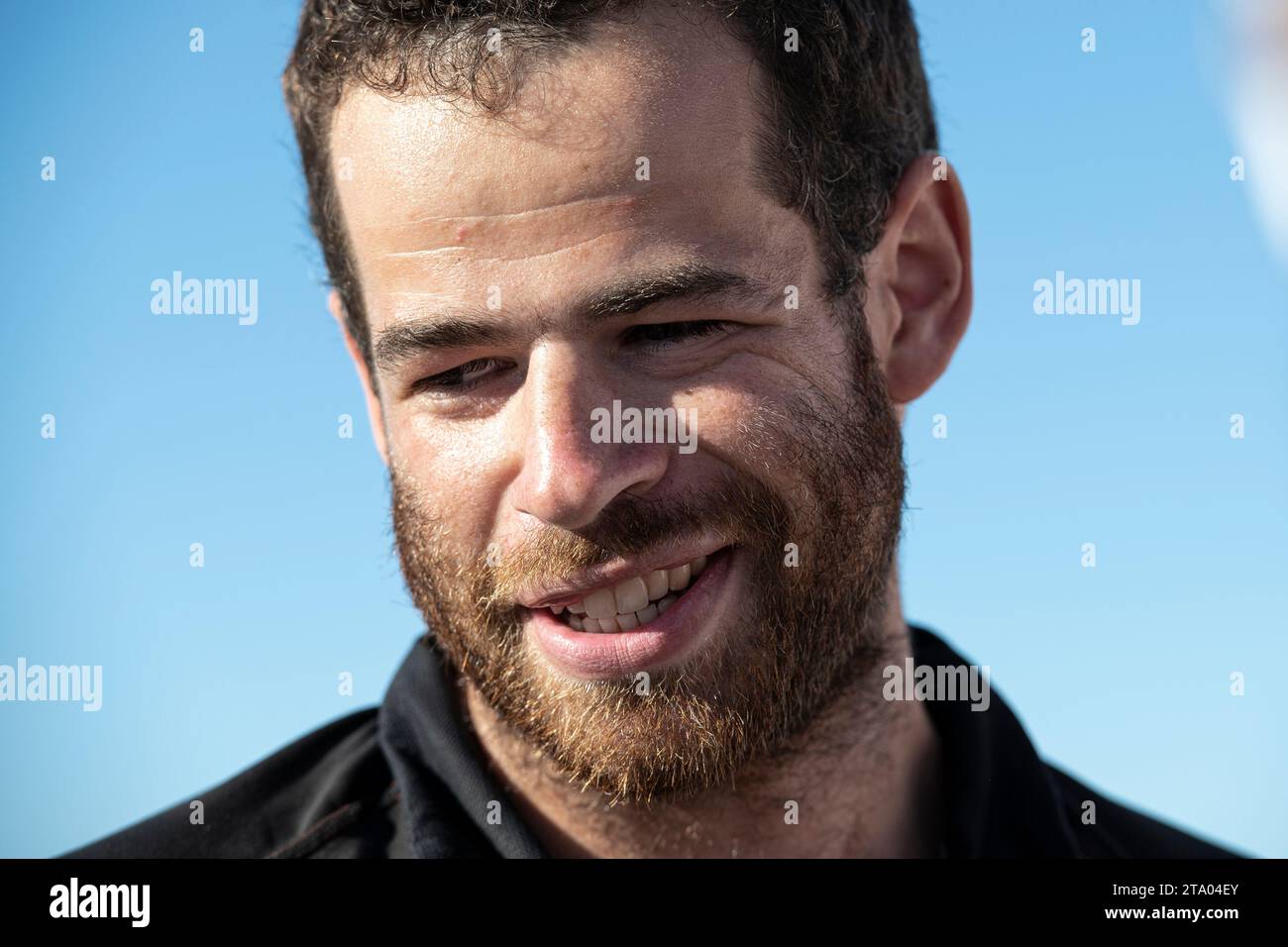 Nicolas D'ESTAIS, Cheminant Ursuit, 2nd of the production boat category of the 2 leg in 13 jours, 21 heures, 05 minutes et 44 secondes, portrait during the arrival of the Mini Transat La Boulangere 2019, Class 6,50 sailing race between La Rochelle - Las Palmas de Gran Canaria - Le Marin, from Le Marin, France on November 16, 2019 - Photo Olivier Blanchet / DPPI Stock Photo