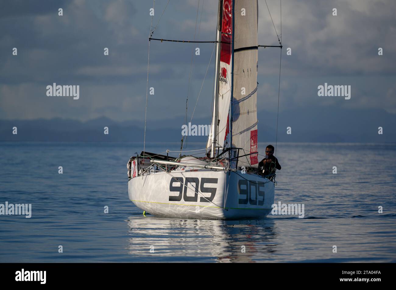 Nicolas D'ESTAIS, Cheminant Ursuit, 2nd of the production boat category of the 2 leg in 13 jours, 21 heures, 05 minutes et 44 secondes during the arrival of the Mini Transat La Boulangere 2019, Class 6,50 sailing race between La Rochelle - Las Palmas de Gran Canaria - Le Marin, from Le Marin, France on November 16, 2019 - Photo Olivier Blanchet / DPPI Stock Photo