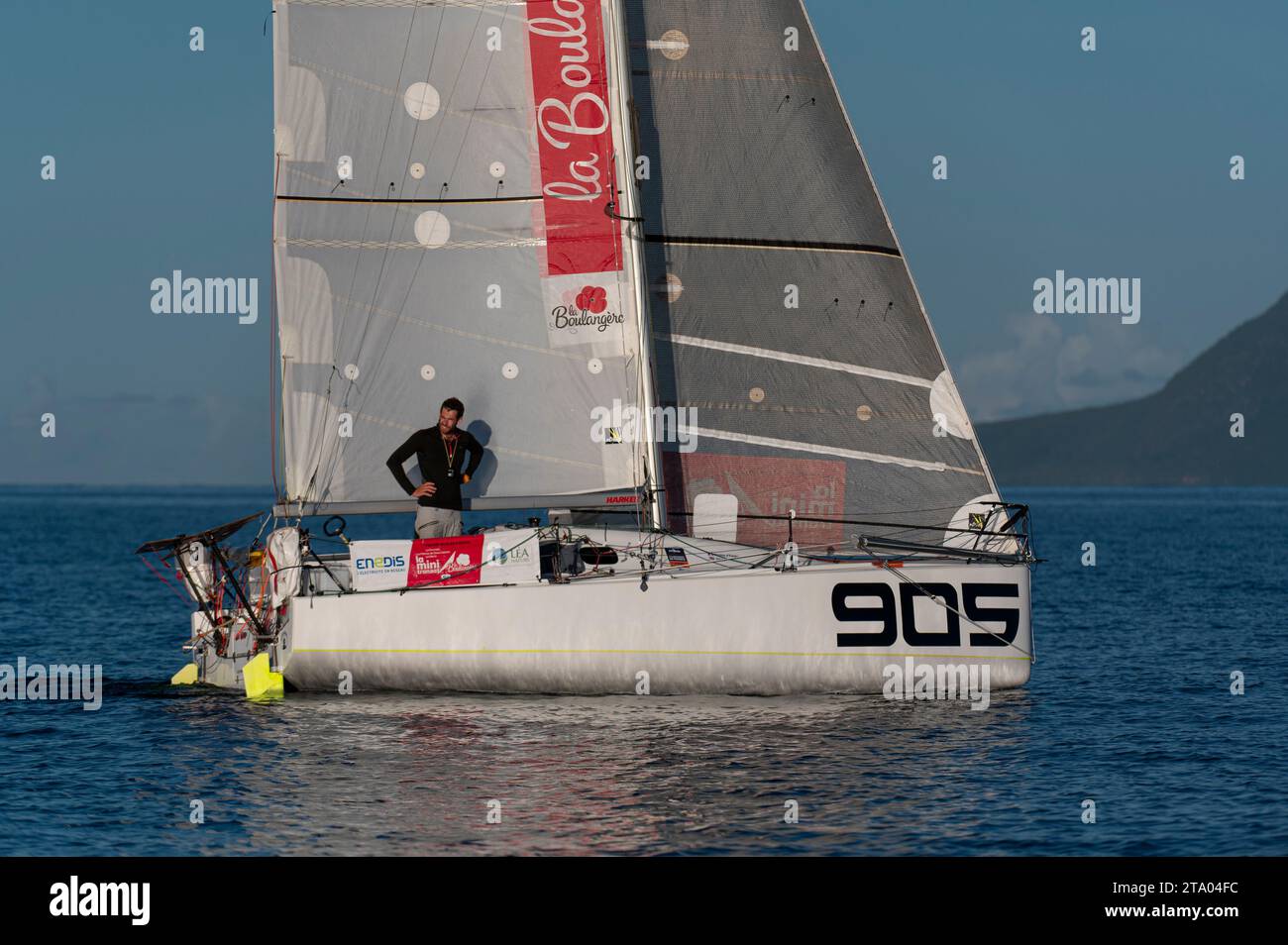 Nicolas D'ESTAIS, Cheminant Ursuit, 2nd of the production boat category of the 2 leg in 13 jours, 21 heures, 05 minutes et 44 secondes during the arrival of the Mini Transat La Boulangere 2019, Class 6,50 sailing race between La Rochelle - Las Palmas de Gran Canaria - Le Marin, from Le Marin, France on November 16, 2019 - Photo Olivier Blanchet / DPPI Stock Photo