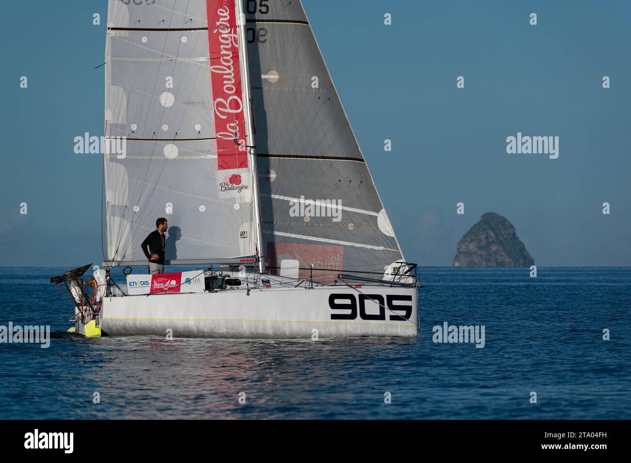 Nicolas D'ESTAIS, Cheminant Ursuit, 2nd of the production boat category of the 2 leg in 13 jours, 21 heures, 05 minutes et 44 secondes during the arrival of the Mini Transat La Boulangere 2019, Class 6,50 sailing race between La Rochelle - Las Palmas de Gran Canaria - Le Marin, from Le Marin, France on November 16, 2019 - Photo Olivier Blanchet / DPPI Stock Photo