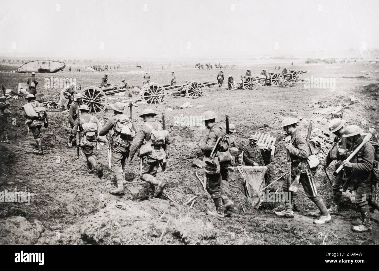 WW1 World War I - Men in the corner of the battlefield in Arras, France Stock Photo