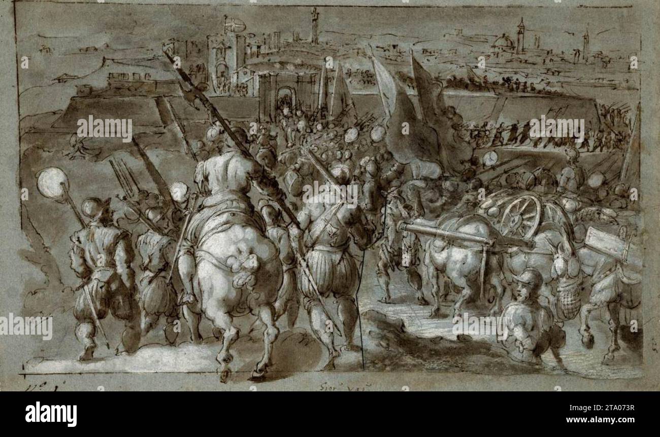 Stradanus Night assault on a city - by Johannes Stradanus Stock Photo - Alamy