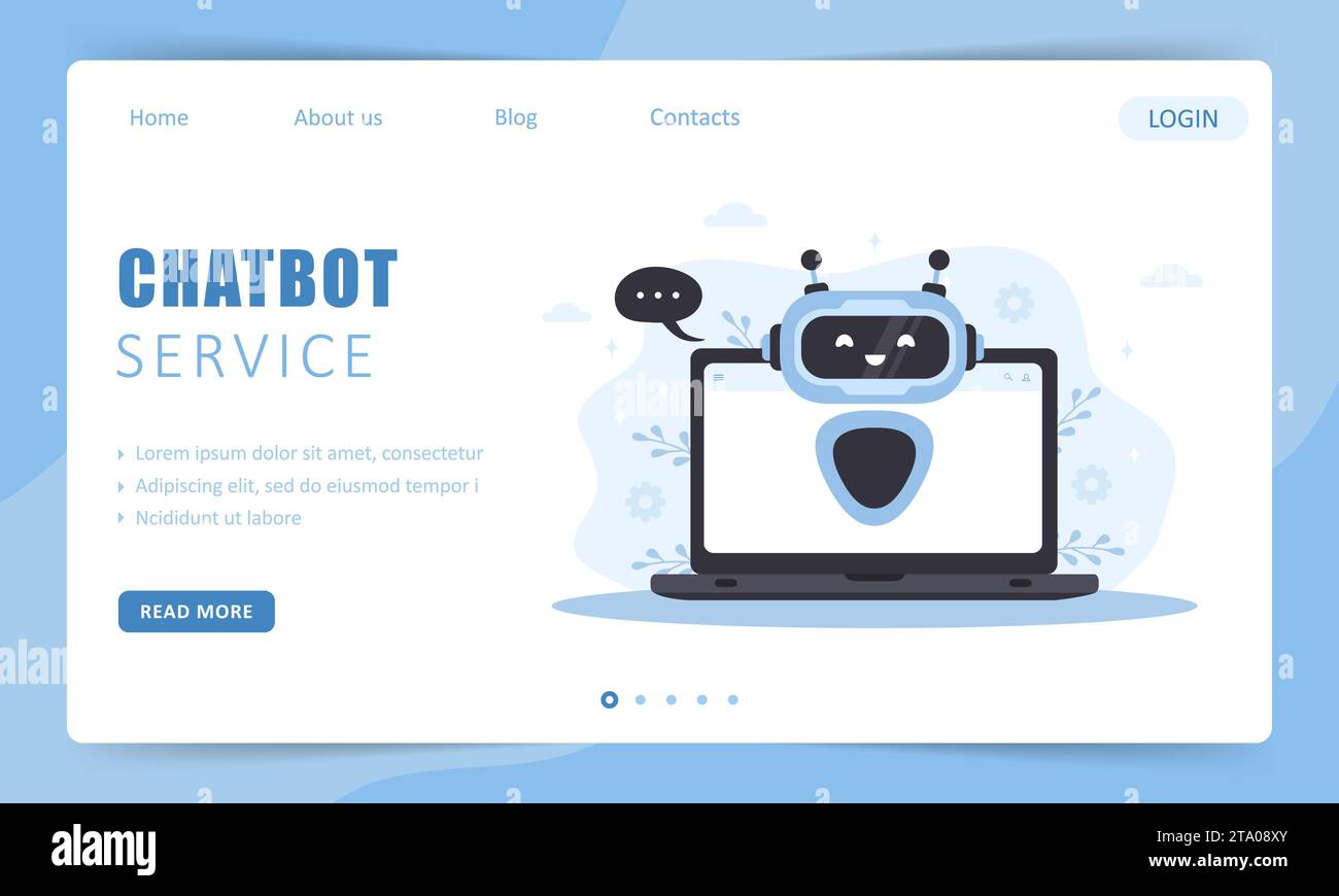 Chatbot service. Landing page template. AI business assistant. Online ...