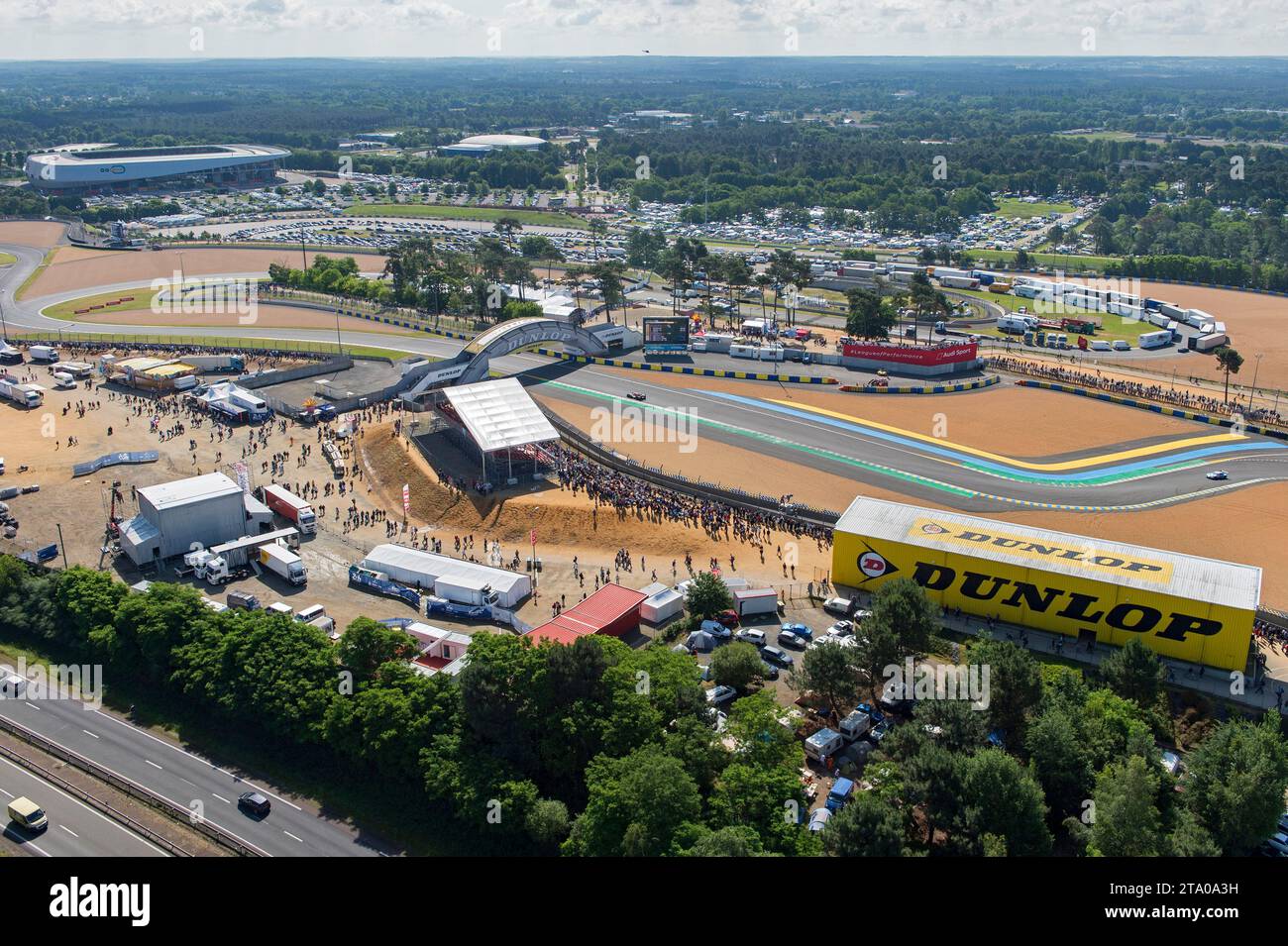 Le Mans circuit aerial view during the 2016 Le Mans 24 hours race, from June 18 to 19 at Le Mans