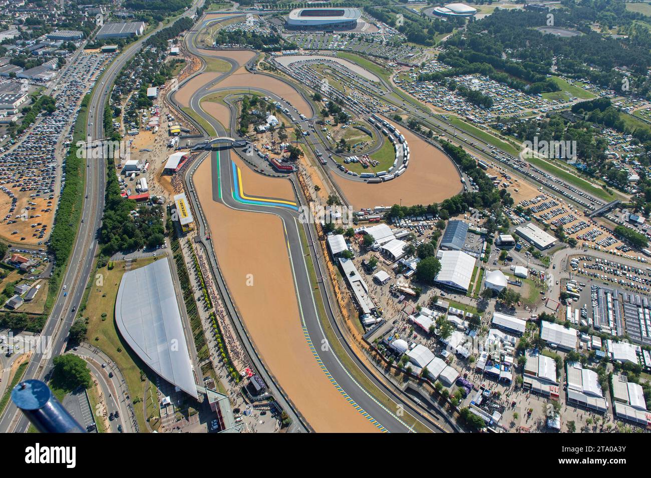 Le Mans circuit aerial view during the 2016 Le Mans 24 hours race, from June 18 to 19 at Le Mans