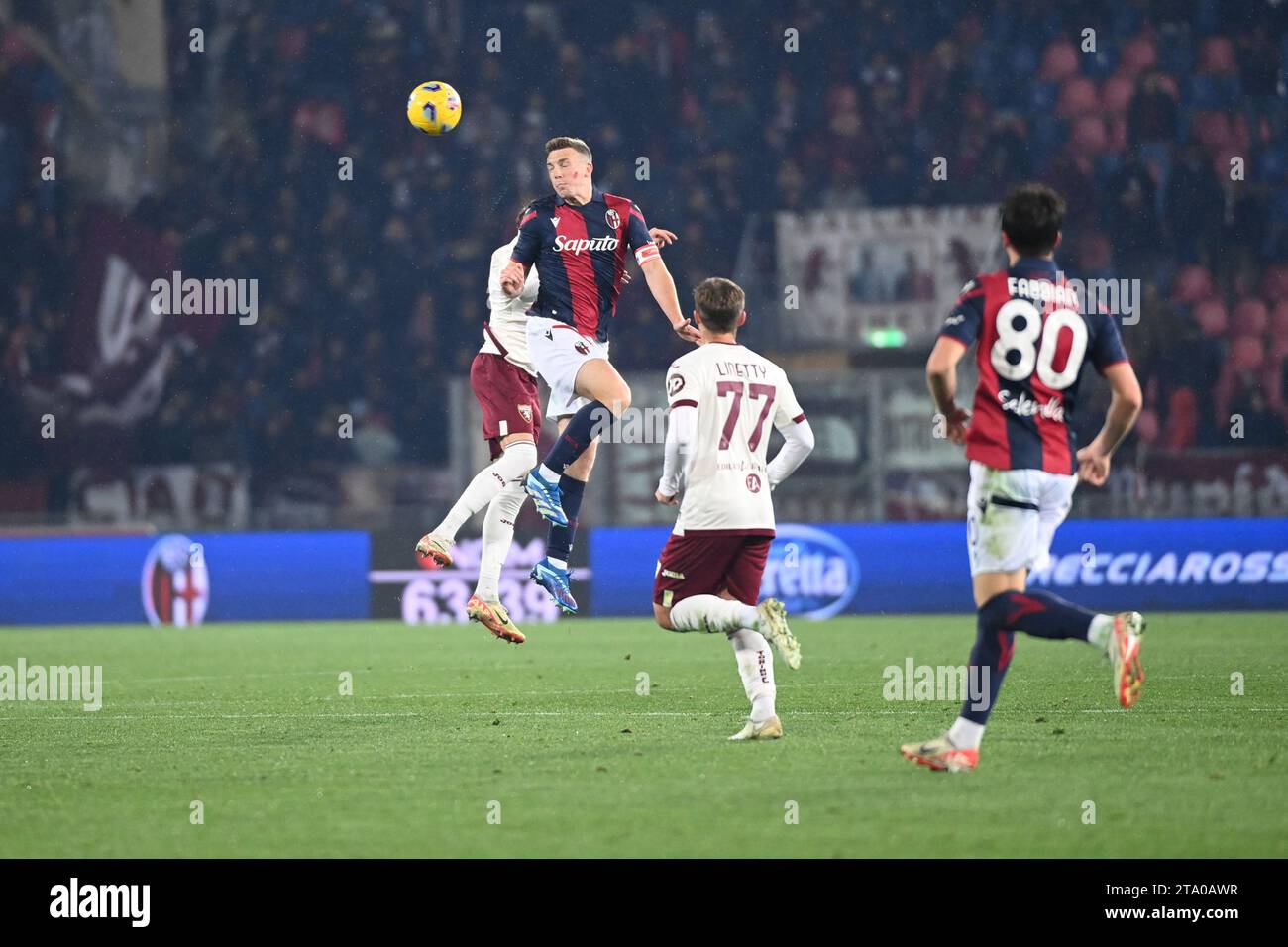 Bologna, Italy. 27th Nov, 2023. Lewis Ferguson (Bologna fc) head kick